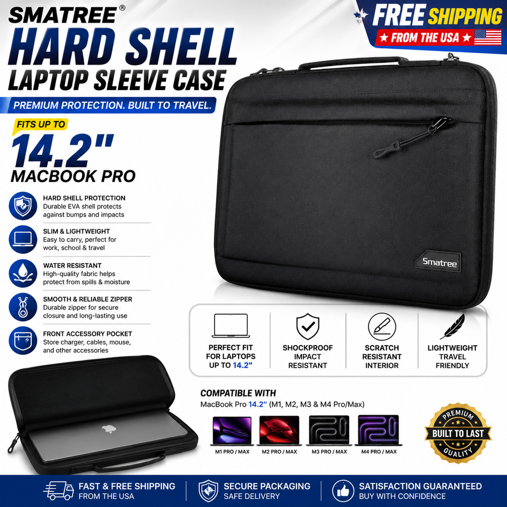 Laptop Sleeve Case, Hard Shell for Up To 14.2" MacBook Pro by Smatree
